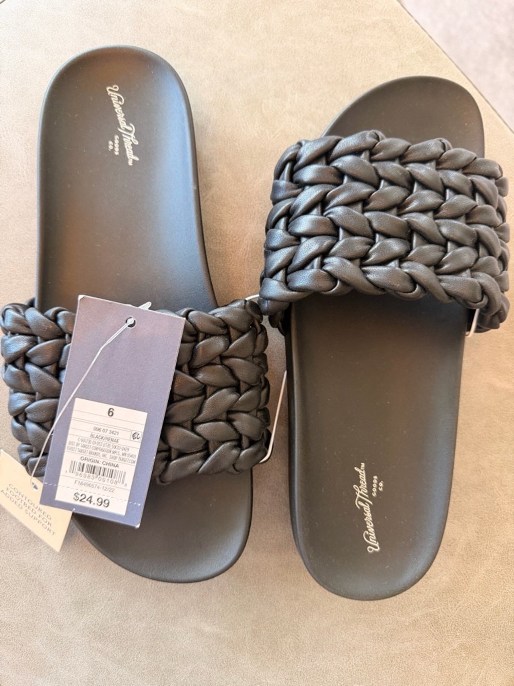 Universal Thread Black Braided Slide Sandals - Women's